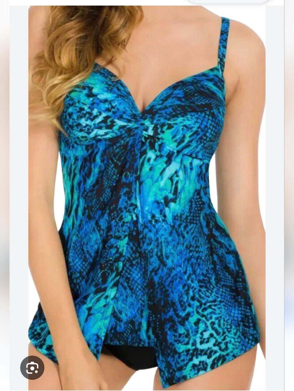 Miraclesuit Blue Off The Scales Love Knot Teal Printed Tankini Swim Top